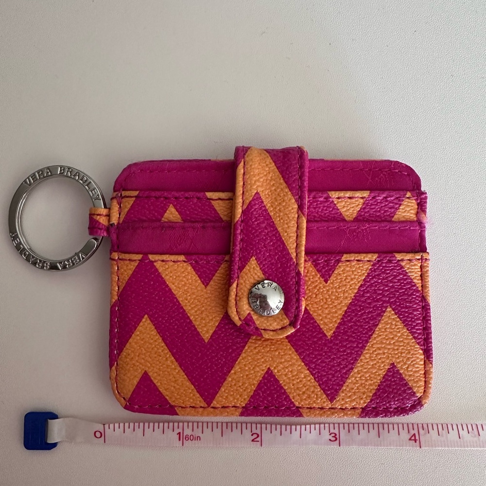 Vera Bradley Vibrant Pink and Orange Key Ring Card Holder